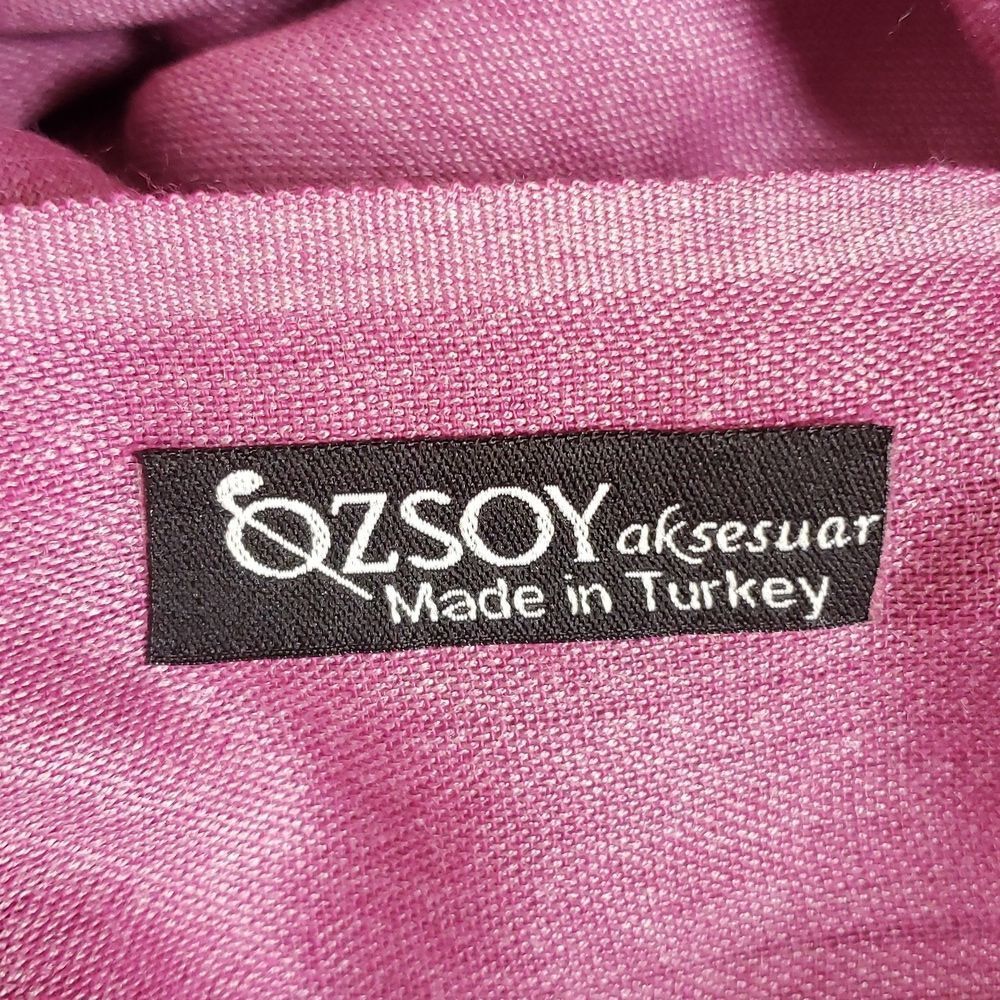OZSOY Turkey Pink Red Woven Lightweight Fringe Scarf Wrap NWOT - Picture 7 of 7